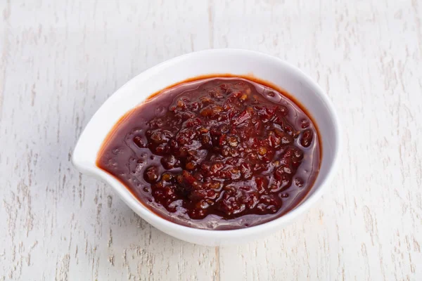 Spicy bowl of chili sauce