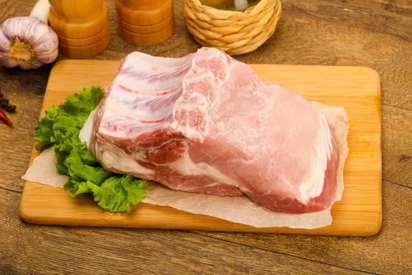 Сырое Мясо Свинины Деревянном Фоне — стоковое фото