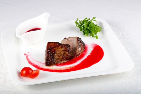 Rib Eye Steak Met Saus — Stockfoto