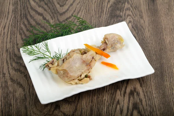 Boiled Chicken Leg Served Dill — Stock Photo, Image
