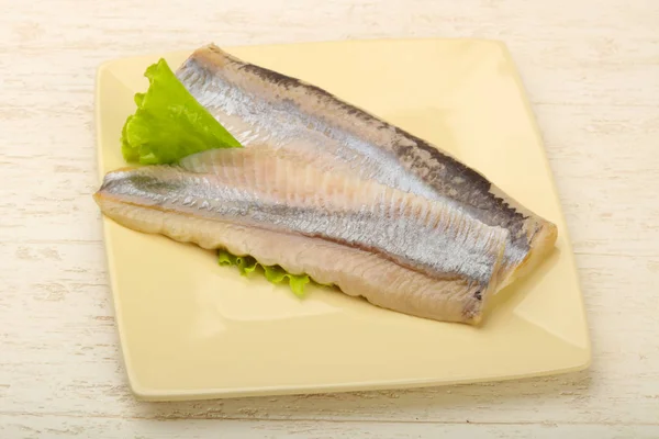 Haring Filets Salade Vertrekt Klaar Voor Eten — Stockfoto