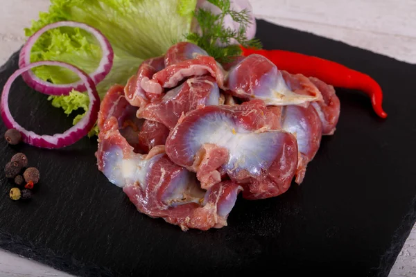 Stomaco Pollo Crudo Cucinare — Foto Stock