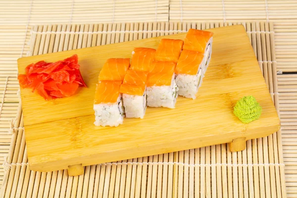 Tasty Philadelphia Sushi Rolls Prawn — Stock Photo, Image
