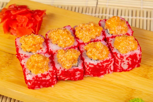 Tasty Spicy Chicken Sushi Roll — Stock Photo, Image
