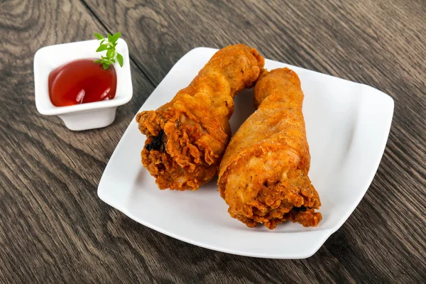 Crispy Chicken Legs Ketchup — Stock Photo, Image