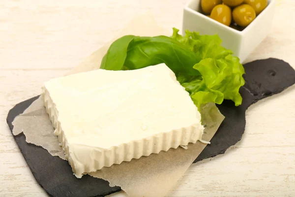 Formaggio Feta Con Olive — Foto Stock