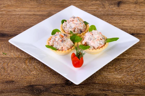 Salade Russe Canape Servi Ruccola — Photo