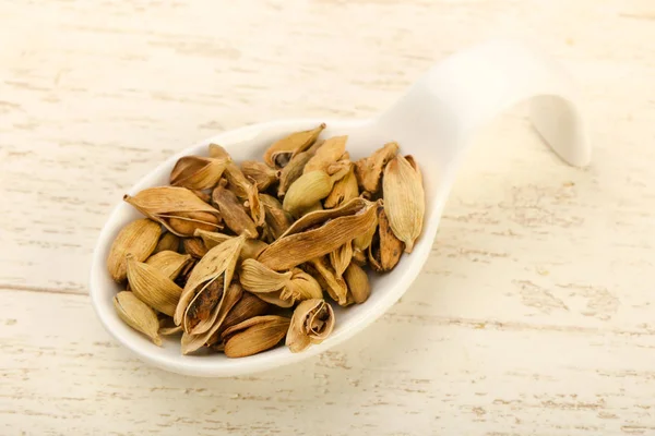 Dry Cardamom Seeds Heap Bowl — Stock Photo, Image