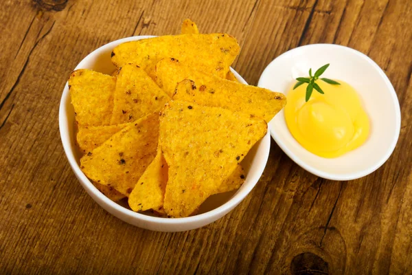 Nachos Med Ostsås — Stockfoto