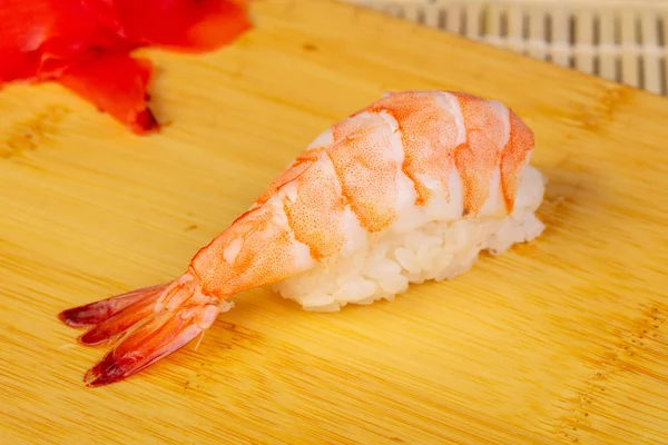 Heerlijke Garnalen Sushi Met Gember — Stockfoto