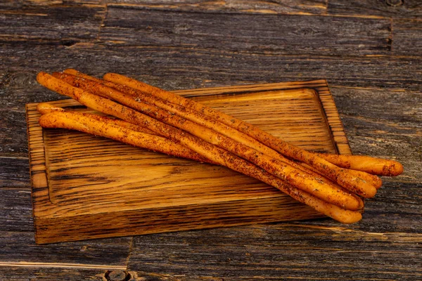 Palitos Pan Grissini Sobre Fondo Madera — Foto de Stock