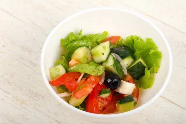Salada Grega Com Azeitonas Queijo Feta — Fotografia de Stock