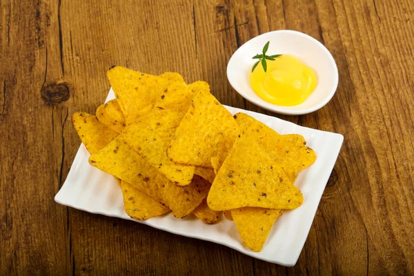 Nachos Med Ostsås — Stockfoto