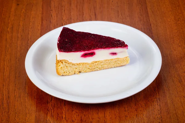 Delicious Piece Raspberry Souffle Cake — Stock Photo, Image