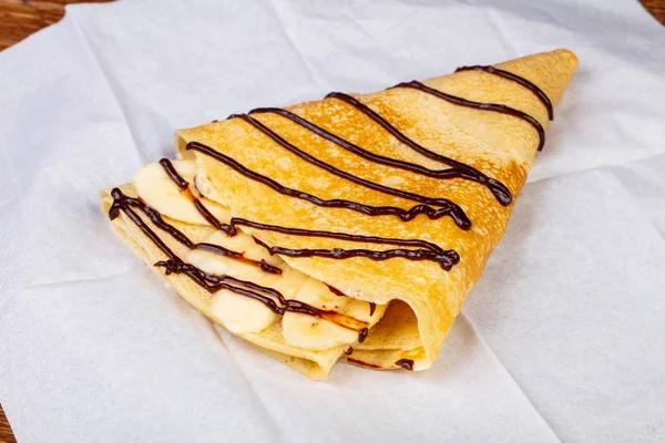 Pancake Con Banana Cioccolato — Foto Stock