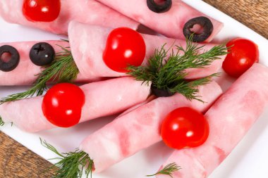 Jambon dereotu hizmet peynirli rulo