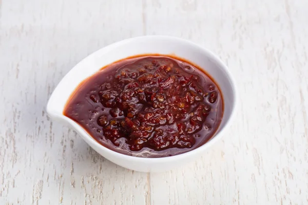 Spicy bowl of chili sauce