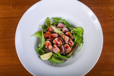 Ton balığı salatası kireç ve otlar