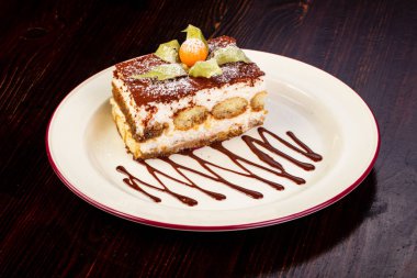 Chokolate servis ünlü Tiramisu pasta