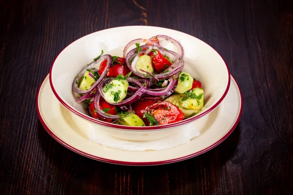 Salada Georgiana Com Legumes Cebola — Fotografia de Stock