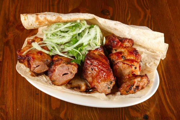 Mezcla Kebab Con Pan Lavash —  Fotos de Stock
