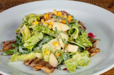 Kızarmış ördek lezzetli sebze salatası