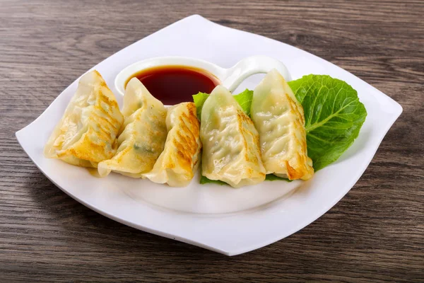 Japán Gombócok Gyoza Rák Hússal Zöldséggel — Stock Fotó