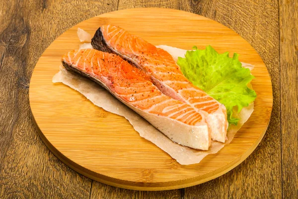 Raw Salmon Slice Ready Baking Spices — Stock Photo, Image