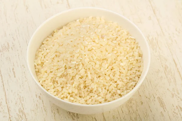 Raw Rice Heap Bowl Ready Cooking — Stock Photo, Image