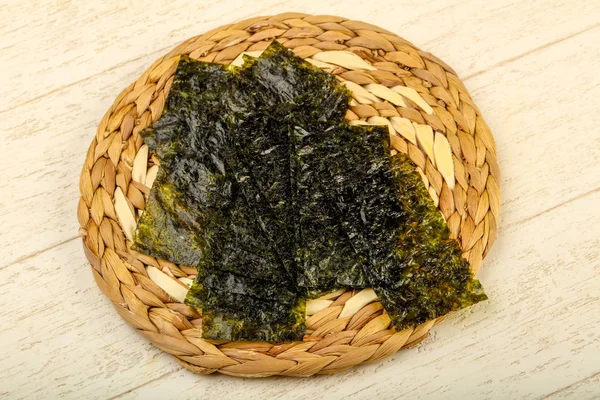 Crispy Nori Sheets Chips Wooden Background — Stock Photo, Image