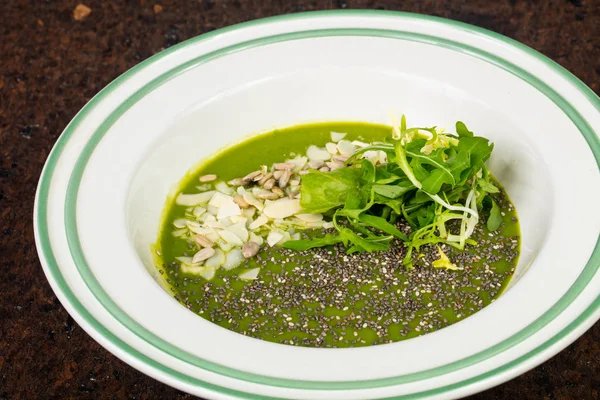 Delicious vegetable green soup with groats