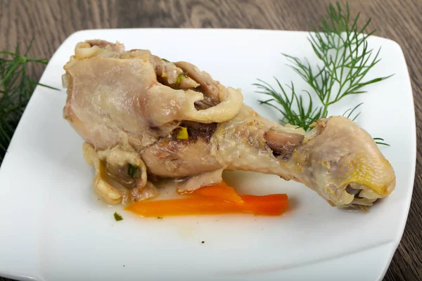 Gotowany Kurczak Noga Serwowane Koperek — Zdjęcie stockowe