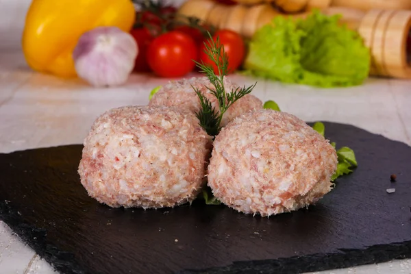 Cutlet Porc Crud Carne Tocată — Fotografie, imagine de stoc