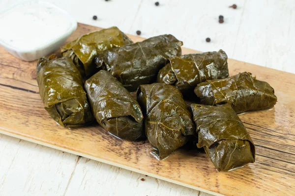 Tradiční Dolma Hroznové Listy Masem — Stock fotografie