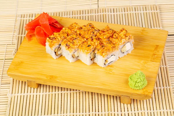 Delicioso Rolo Sushi Enguia Picante — Fotografia de Stock