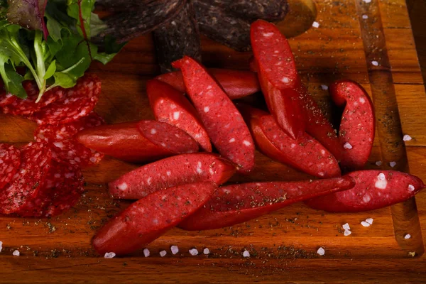 Sausages Plate Mix Snack — Stock Photo, Image