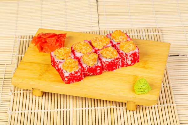 Lekkere Pittige Kip Sushi Roll — Stockfoto