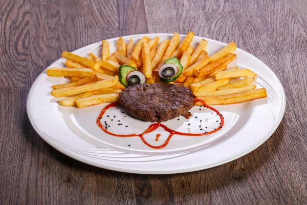 Çocuk menüsü - pirzola Fransız patates ile