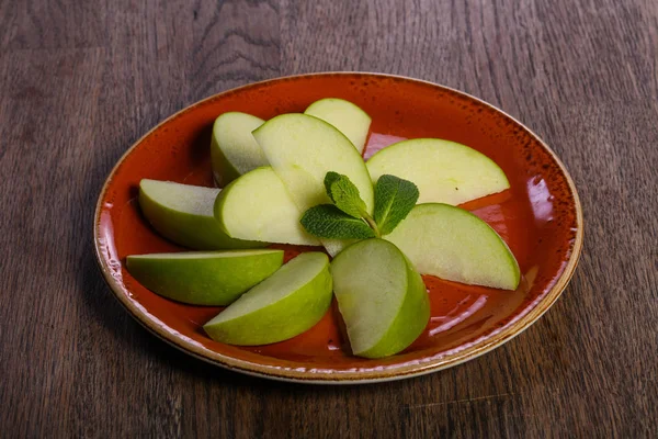 Sliced Green Apple Plate — Stock Photo, Image