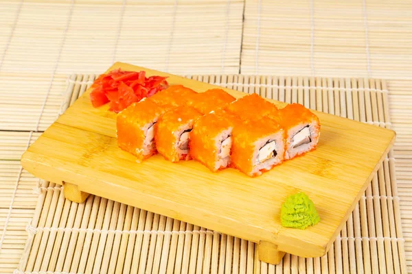 Tasty Tender Sushi Rolls Caviar Cheese — Stock Photo, Image
