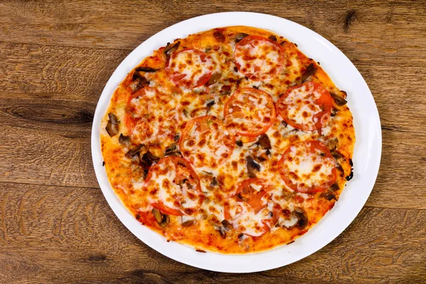 Svamp Pizza Med Ost Och Tomat — Stockfoto
