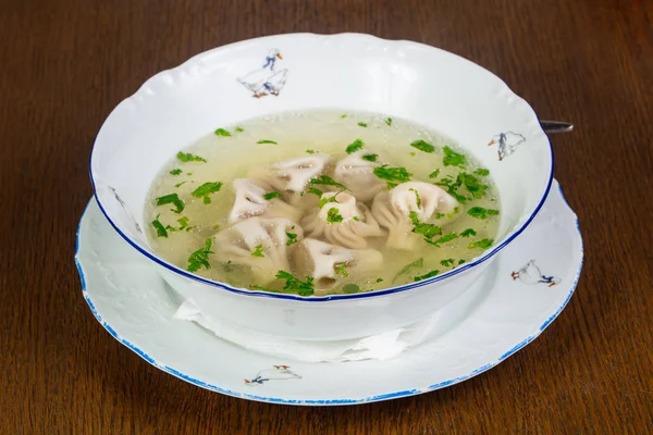 Georgian khinkali soup with herbs — Stock Image Georgian Khinkali Soup Herbs Royalty Free Stock Images