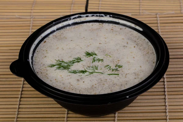 Appetizing cream soup with champignons — Stock Image Appetizing Cream Soup Champignons Stock Photo