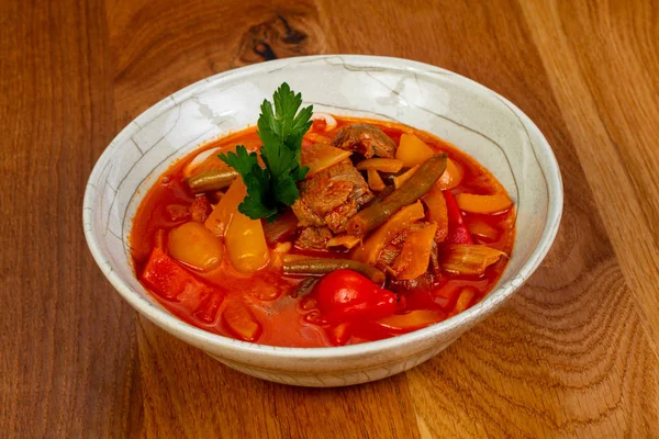 Traditional lagman soup with lamb — Stock Image Traditional Lagman Soup Lamb Stock Picture