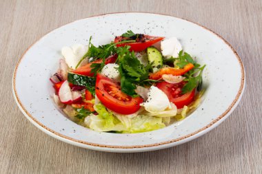 Mozzarella peyniri ve sebze salatası