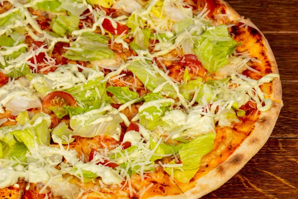Pizza Caesar with salad iceberg