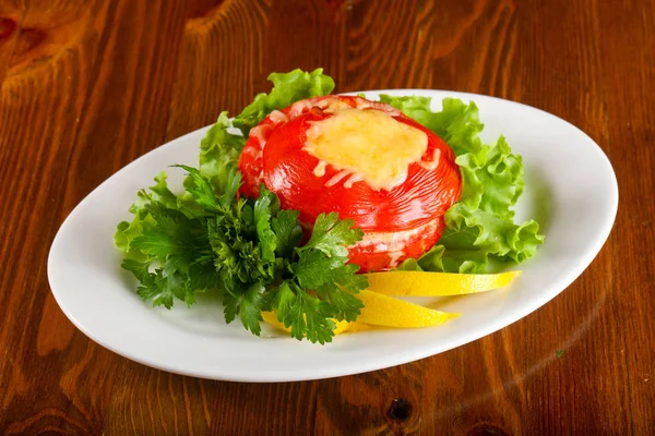 Baked Stuffed Tomato Cheese — Stock Photo, Image