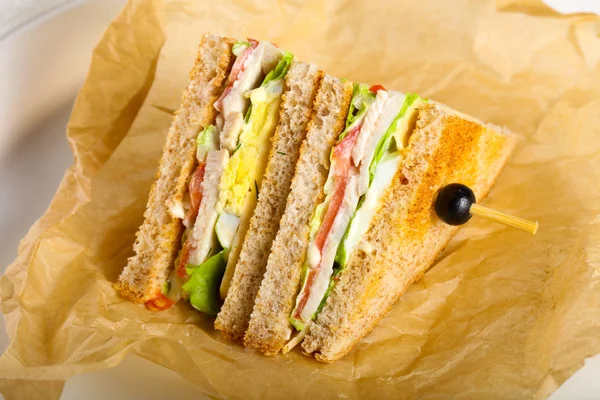 Бутерброд Ясом Сиром Овочами — стокове фото