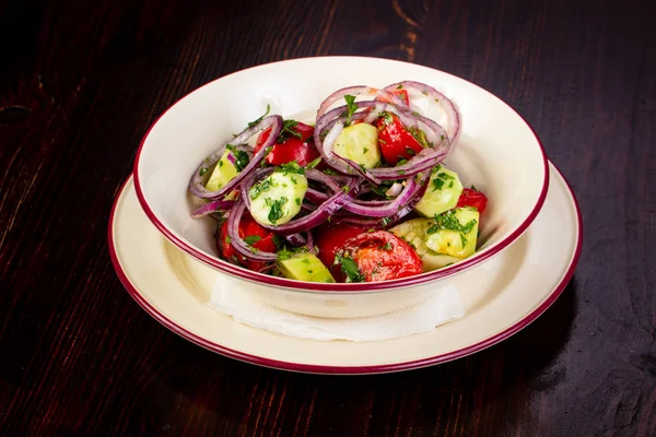 Salada Georgiana Com Legumes Cebola — Fotografia de Stock