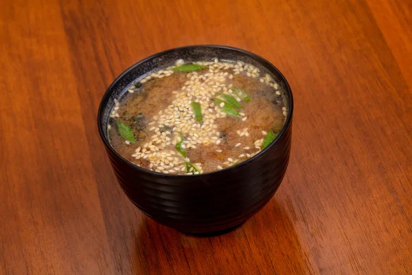 Sopa Miso Japonesa Com Sementes Gergelim — Fotografia de Stock